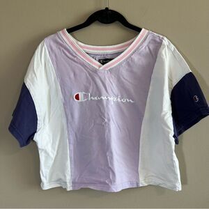 ✨ Champion Women’s Purple Color Block Crop Top Small